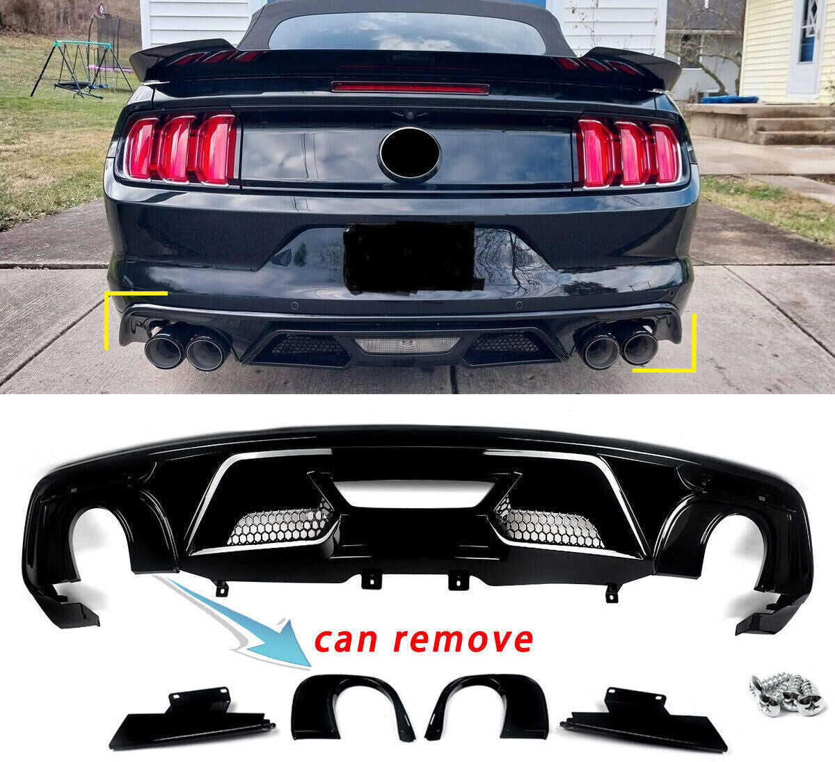 Rear Bumper Diffuser Lip for 2015-2017 Ford Mustang